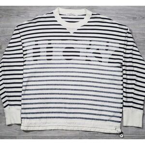 Sacai Luck Womens Sz 3 Black White Stripe Graphic Drawstring Top Japan Designer